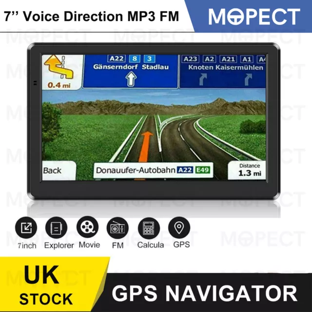 7" Truck Sat Nav HGV Lorry LGV 2024 UPDATED UK Europe Maps POIs Keyfuels Laybys