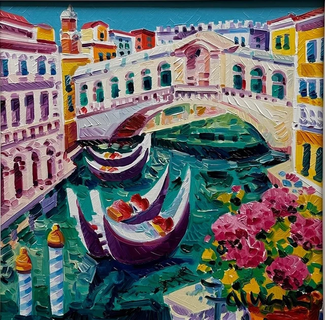 Canalgrande E Le Sue Góndolas, Athos Faccincani 30x30 Paisaje Muebles Casa Fotos