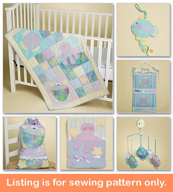 SEWING PATTERN Baby Nursery Decor Crib Bedding Quilt - Mobile Ocean Octopus 6096