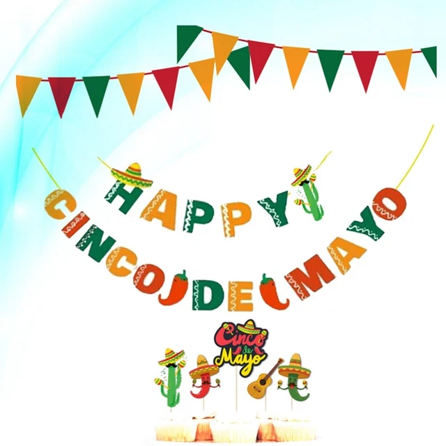 Bandera Mexicana Cinco De Mayo Decoraciones Pastel Cactus