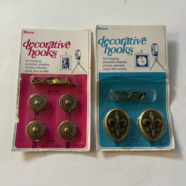 Vintage Miniature Decorative Hooks by Moore Mid Century MCM 2 Sets