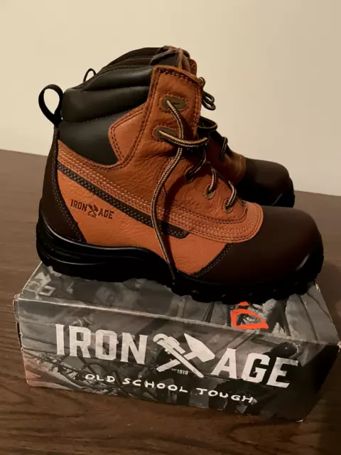 NEW Iron Age Men's IA5501 Water Resistant 6 in. Work Boot - Steel Toe (Size 9M)