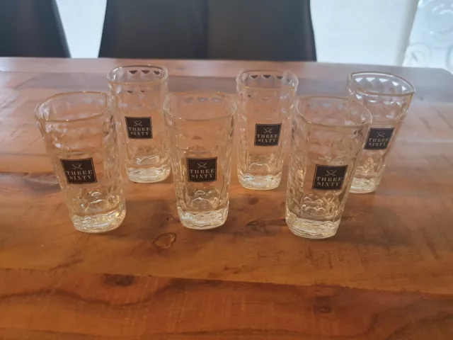 6 Three Sixty Wodka Shotgläser, 2 und 4cl geeicht