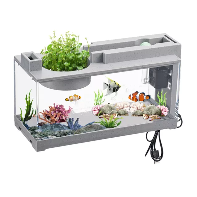 Aquarium Fish Tank Mini Aquarium with Air Pump Desktop Decor Lamp Fish Tank