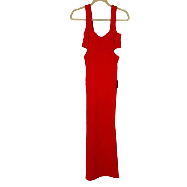 Lulu’s Always be by my side red ribbed cut out maxi dress NWT SZ L