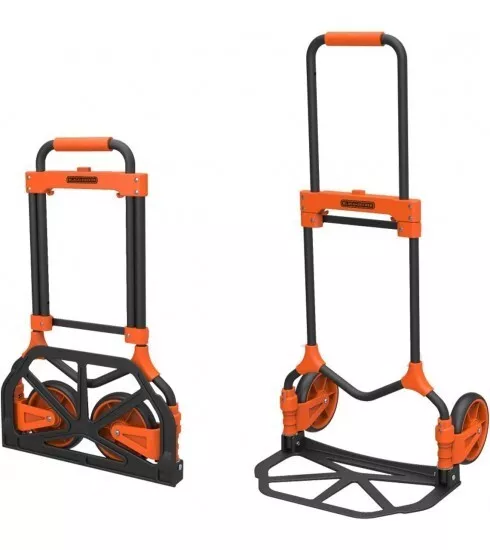 Black+Decker Folding Hand Truck BXWT-H202 Cart, Trolly Black & Orange