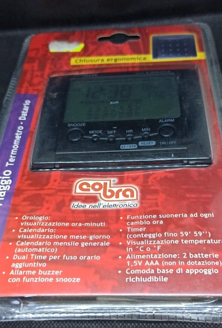 Alarm Clock For Car Camper Truck Date Thermometer Made Italy Cobra
