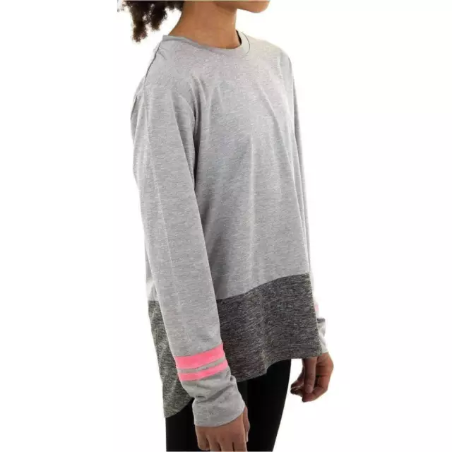 Camicia More Mile Marl Ragazze Sport Training Top Grigio Maniche Lunghe Esercizio Corsa