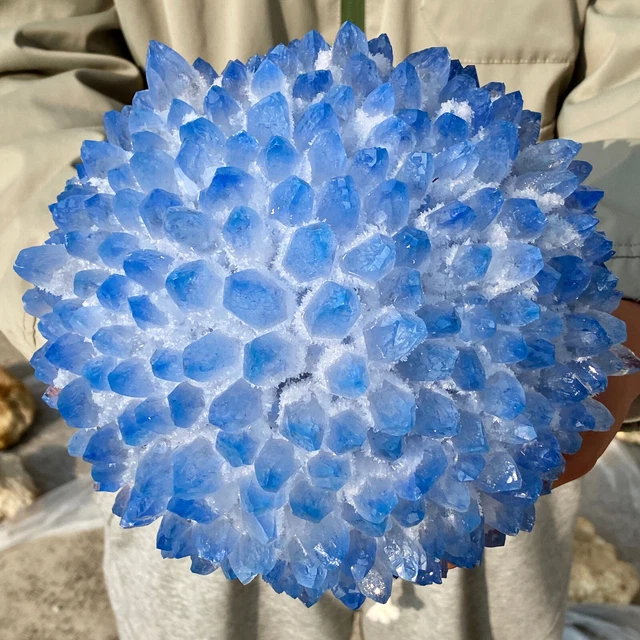11.9LB New Find BLUE Phantom Quartz Crystal Cluster Mineral Specimen Healing 9