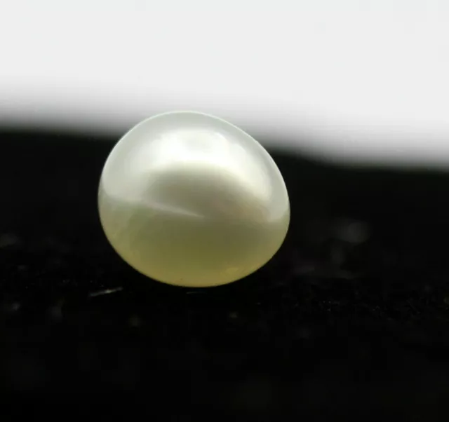 1.03 Ct Certified Natural Pearl Loose Gem Unheated Round Cabochon Cream Color AA