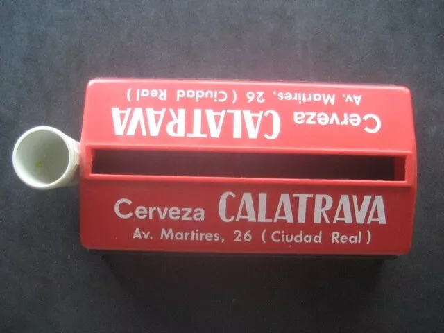 Antiguo Palillero Servilletero De Plastico. Cerveza Calatrava