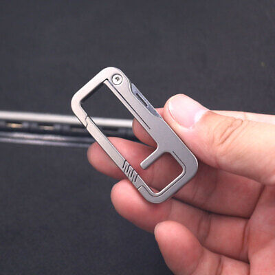 Outdoor TC4 Titanium Alloy EDC Key Chain Carebiner Tool w/ Mini Folding Knife 2