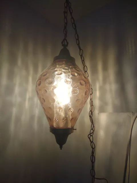 vintage amber glass hanging lamp swag