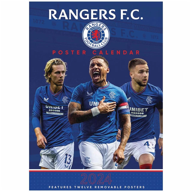 RANGERS FC A3 Wall Calendar 2024 Great Gers Gift Idea Official