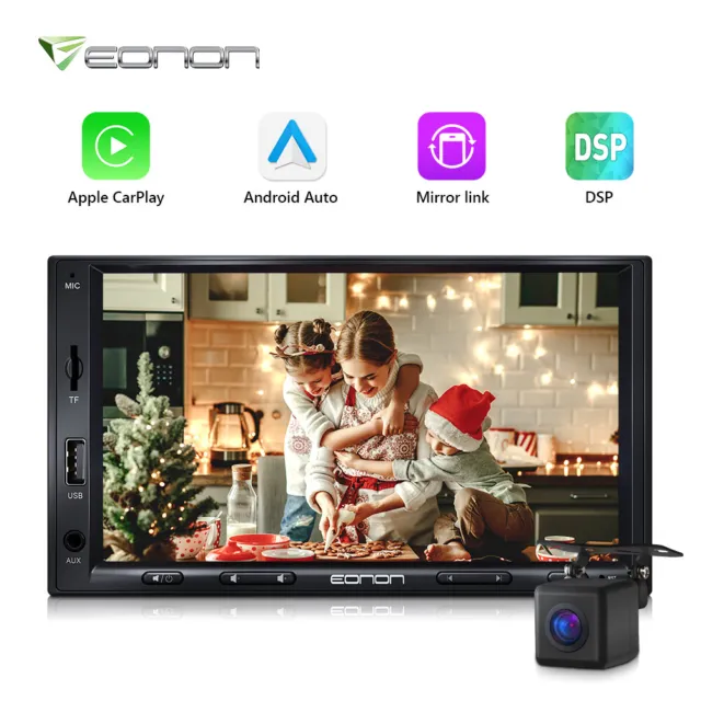 Eonon 7" Double Din Car Stereo Wireless CarPlay Android Auto Radio GPS Video DSP