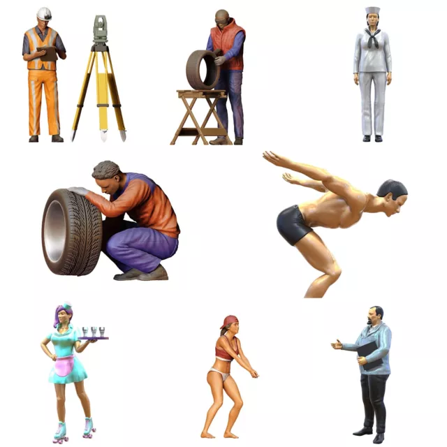 Figuren 1:64 (2,9cm) Miniaturen unbemalt 1/64 Diorama Modellbau 3D Druck