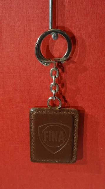 Original alter FINA BENZIN ÖL TANKSTELLE Leder Schlüsselanhänger Rarität