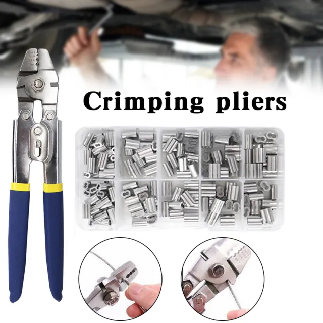 Fishing Crimping Tool Crimp Pliers Wire Rope Swager 600pcs Crimping Sleeves Kit