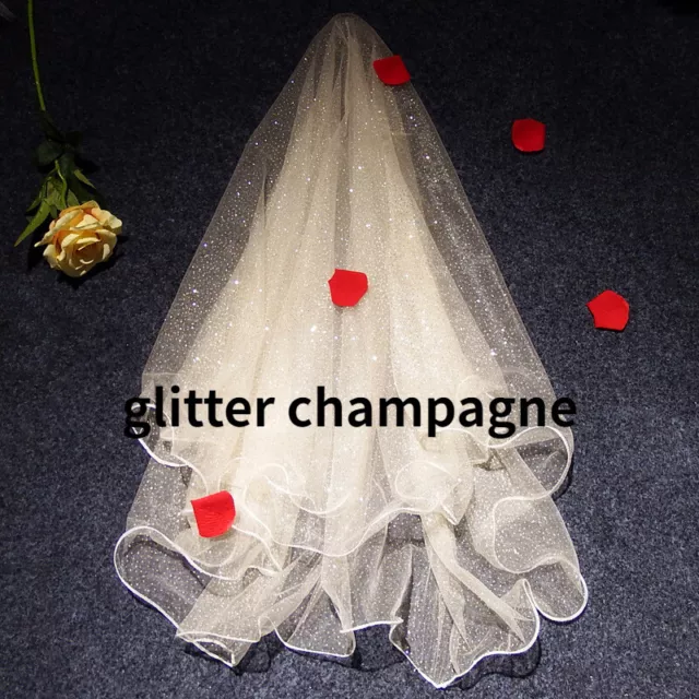 Braut Schleier Hochzeitskleid Glitzer Braut Tüll Voile Stickerei Fairy Ehe