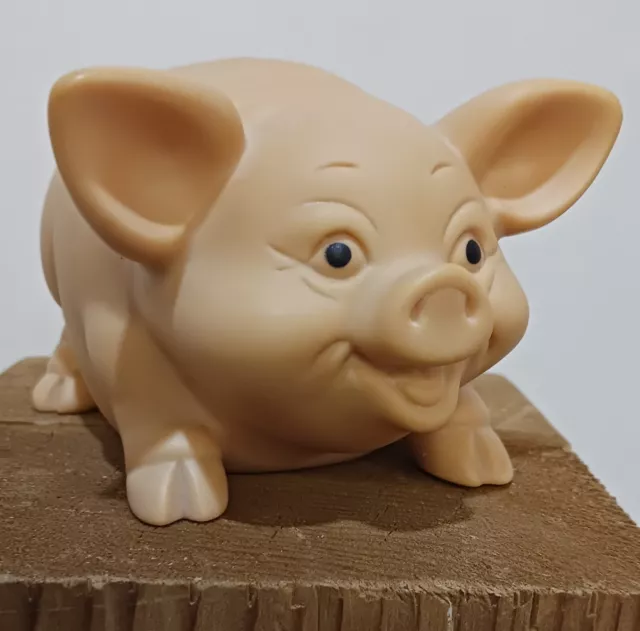 Vintage Piggy Bank, Pig Made in USA Pink Rubber,  Plastic  No 10 Has Stopper
