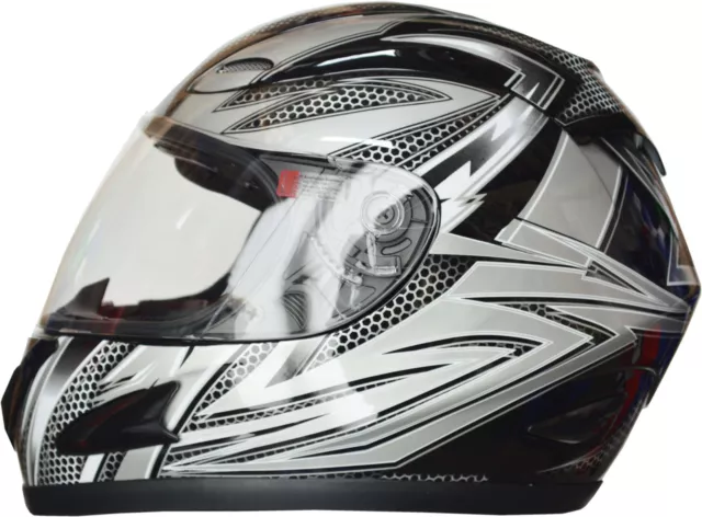NEW FULL FACE MOTORCYCLE HELMET ADULT LARGE SILVER 5 tick approved FULL