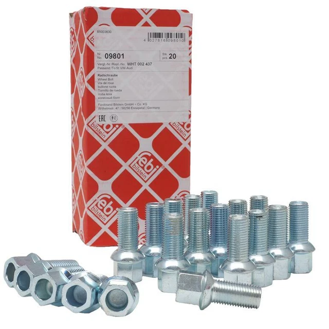 Boulons De Roue M14x1.5 - Lot De 20, Longueur 60 Mm, Siège Conique 60°, Clé 17 Mm