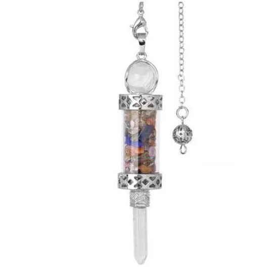 Natural Healing Crystal Pendulum Wish Bottle Rock Quartz Hexagonal Stone Pendant