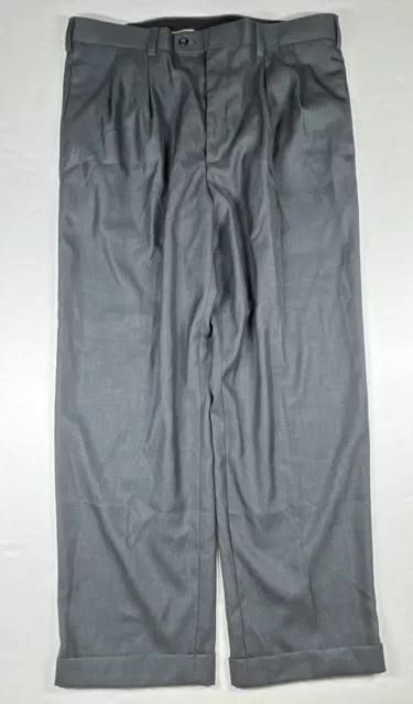 PERRY ELLIS PORTFOLIO Dress Pants Slacks Men Size 36×30 Grey Pleated ...
