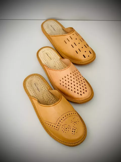 Pantofole da uomo in pelle fatte a mano pelle di maiale fatte a mano punta chiusa marrone naturale