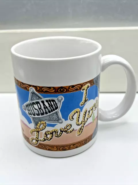 Avon Wild West Ceramic Mug Cowboy Coffee Cup ~ Husband I Love You