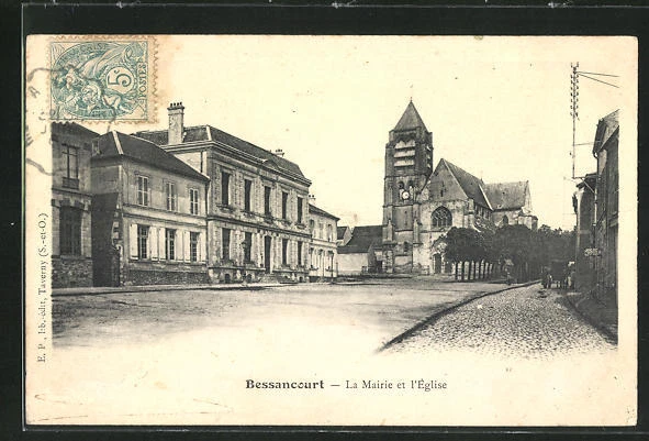 CPA Bessancourt, La Mairie et l´Eglise