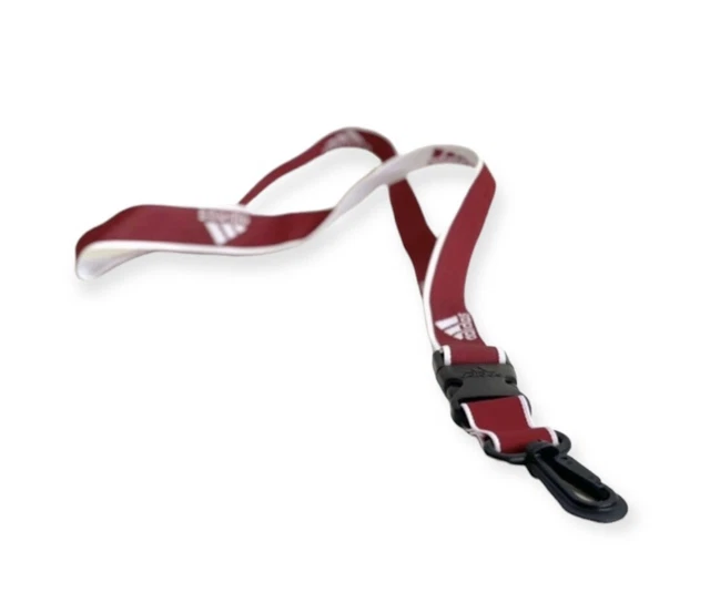 New Adidas Burgundy & White Logo Lanyard Keychain ID Badge Holder