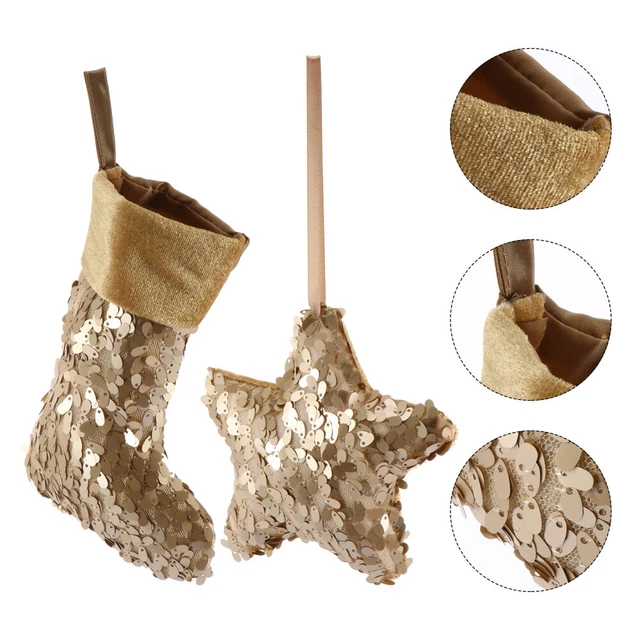 2 piezas bolas de Navidad mini calcetines de Navidad decoración de estrellas relleno