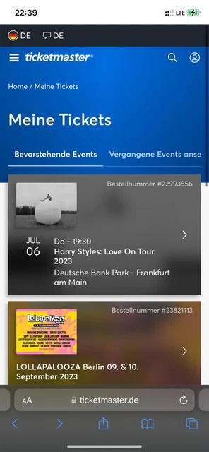 2x Harry Styles Concert Tickets, Frankfurt am Main, 06.07.2023