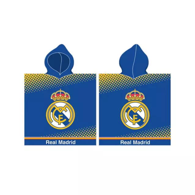 Cf Real Madrid Poncho Serviette à Capuche Plage Football Logo Bain Peignoir 100%