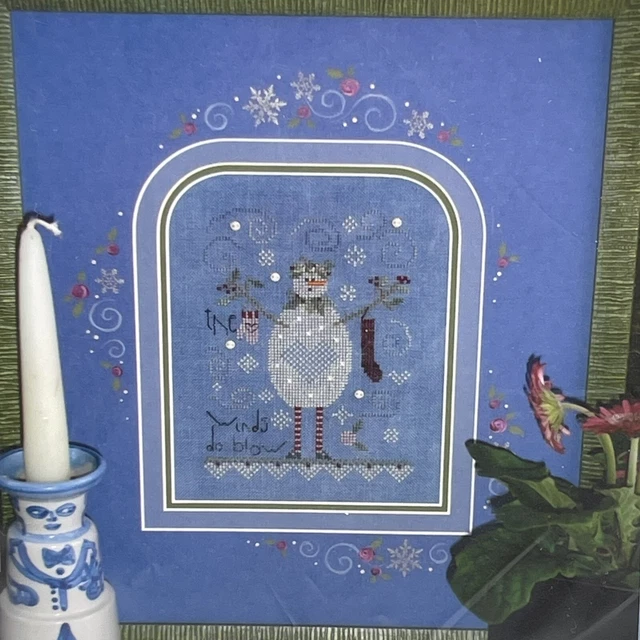 Nuevo kit de punto de cruz Shepherds Bush muñeco de nieve azul 30 quilates lino azul