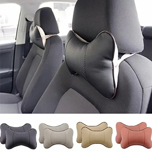 2 Piece Car Seat Leather Headrest Neck Pillow Dog Bone Shape Rest Cushion