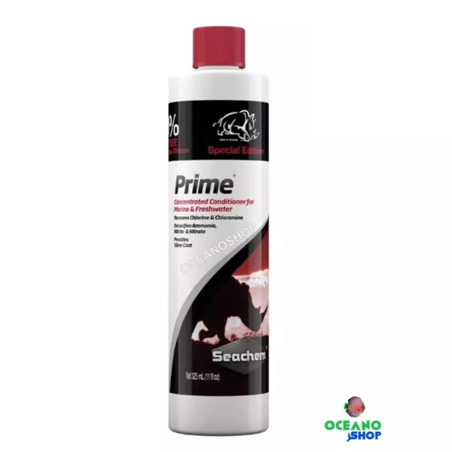 Seachem Prime +30% Bonus 325Ml  Acondicionador Agua Elimina Cloro Acuario