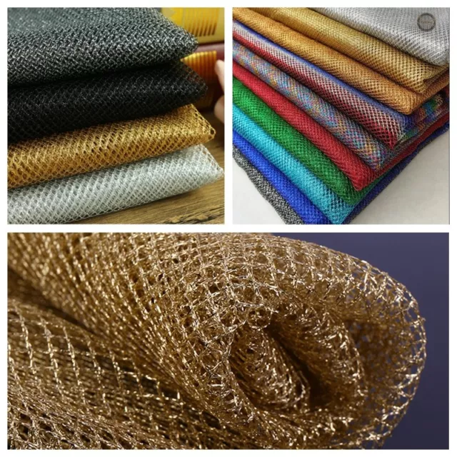 Gold Metallic Net Sparkle Glitter Skirt Mesh Tulle Fabric Crafts Dress Per Yard