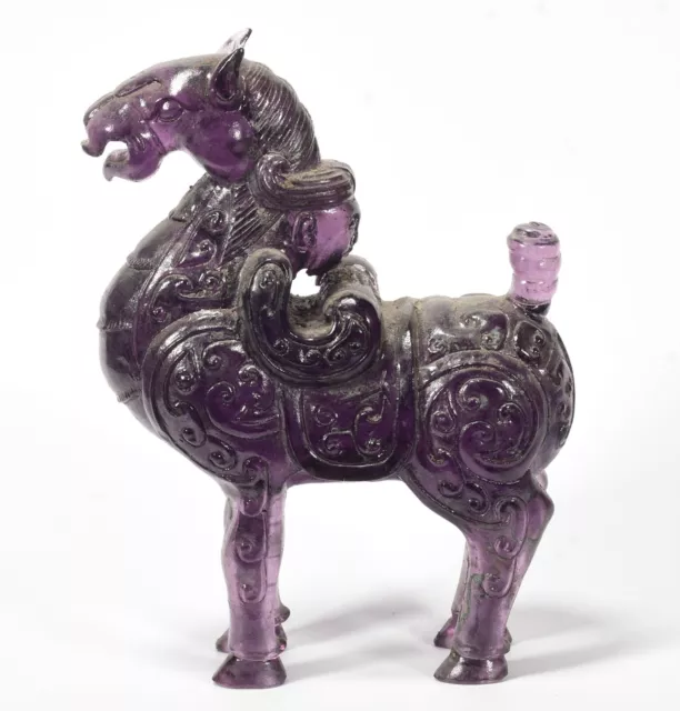 4.7'' Rare Old Chinese Purple Coloured Glaze Dynasty Animal Horse Beast Statue