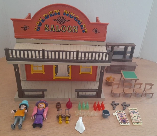 Playmobil Vintage 3787 - Saloon Golden Nugget - Set Western Complet 1994 - Boîte Et Notice