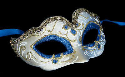 Mask from Venice Ondine Colombine Blue Golden for Child Or Small Face 887 V12B 3