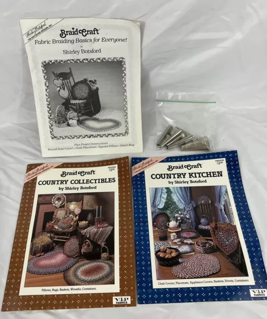 Lote de 3 libros de trenzado de tela artesanal de trenza + herramientas de Shirley Botsford - alfombras