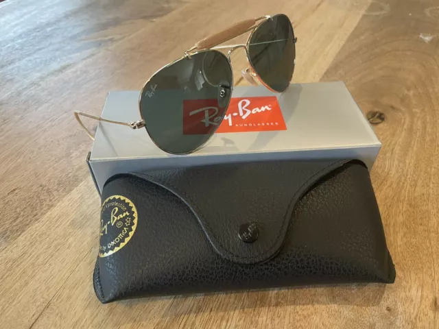 NUEVO Ray-Ban Outdoorsman Marco Dorado Verde Clásico G-15 RB3030 L0216 58 mm