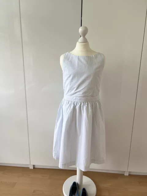 RALPH LAUREN   Kleid   158  164  16   HELLBLAU  WEISS   feine  STREIFEN   POLO