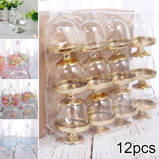 12 pièces porte-gâteaux boîte à bonbons en plastique transparent pour décor