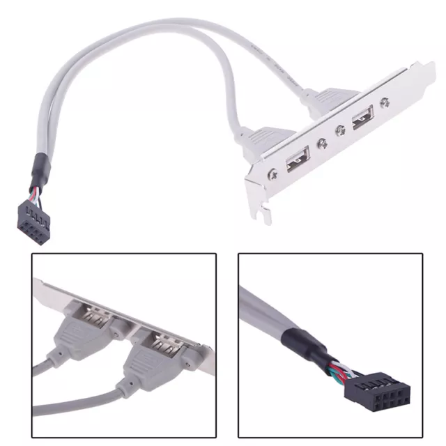 1Pc 2 Port USB2.0 Rear Panel Expansion Bracket to Motherboard USB Header A~J4