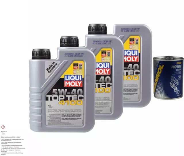 3L aceite motor Liqui Moly Top Tec 4100 5W-40 1x mannol Motor Flusch Aditivo De