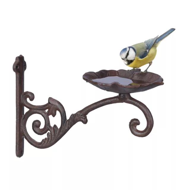 Bain D'oiseaux Extérieur Métal Robuste - Abreuvoir Et Mangeoire Design Avec Base 5 Pics