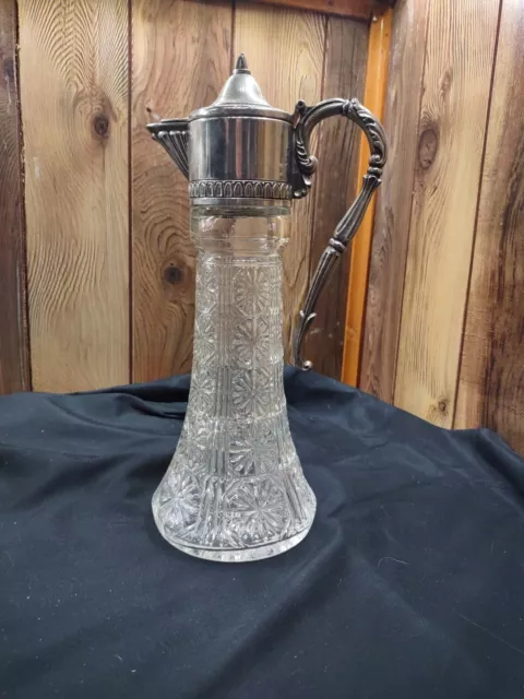 Vintage Raimond Italy Silver Plate Crystal Glass Claret / Water / Wine Jug